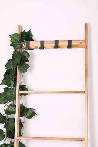 Wood Blanket Ladder, 5-Tier Decorative Quilt Holder, Wall-Leaning Towel Rack