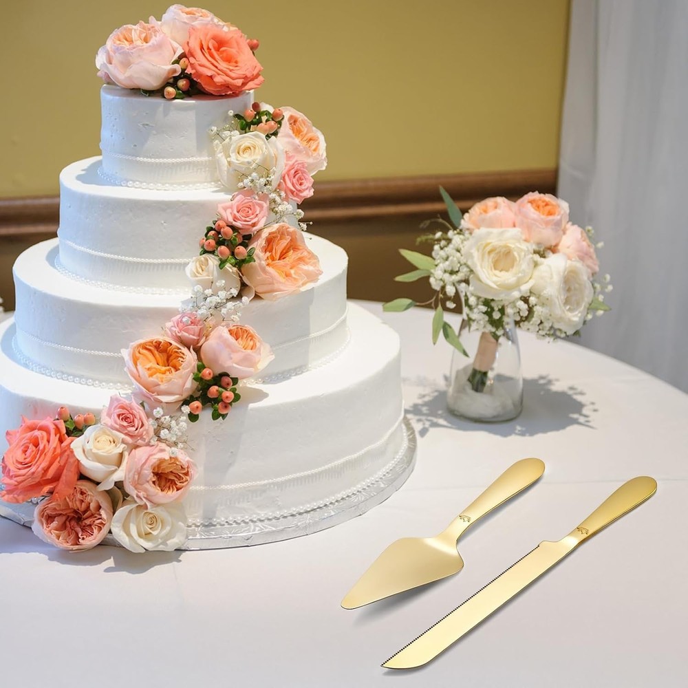 Cake Cutting Set for Wedding - Extended Cake Knife and Server Set Thickened S...
