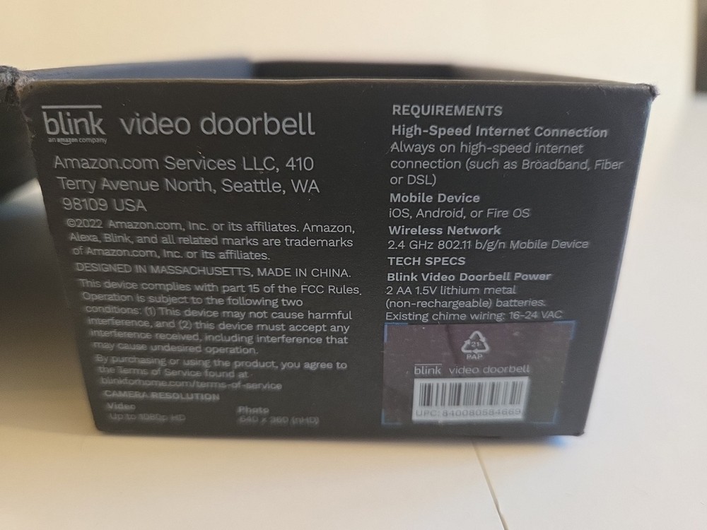 Amazon Blink Wi-Fi Video Doorbell