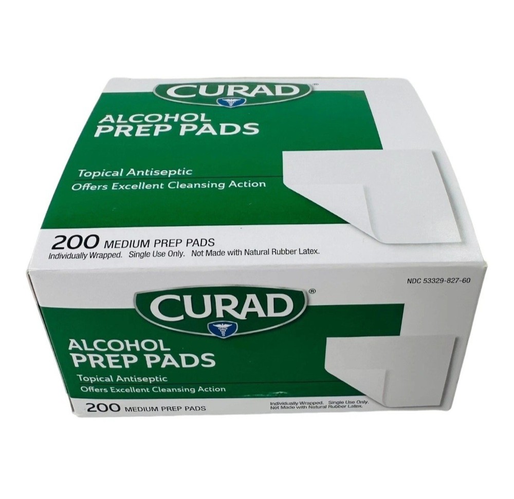 200 Count Curad Medium Alcohol Prep Pads, Individually Sealed