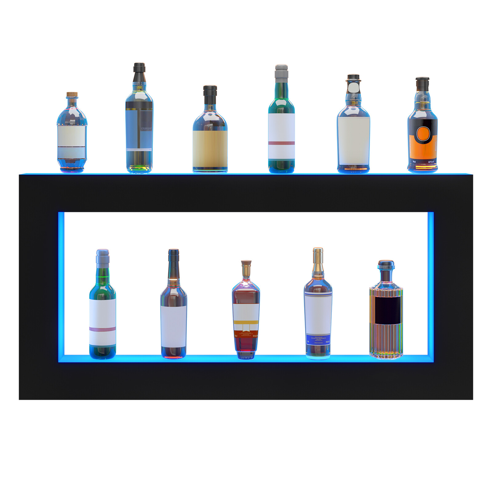 VEVOR LED Lighted Liquor Bottle Display Bar Shelf RF & App Control 48" Square