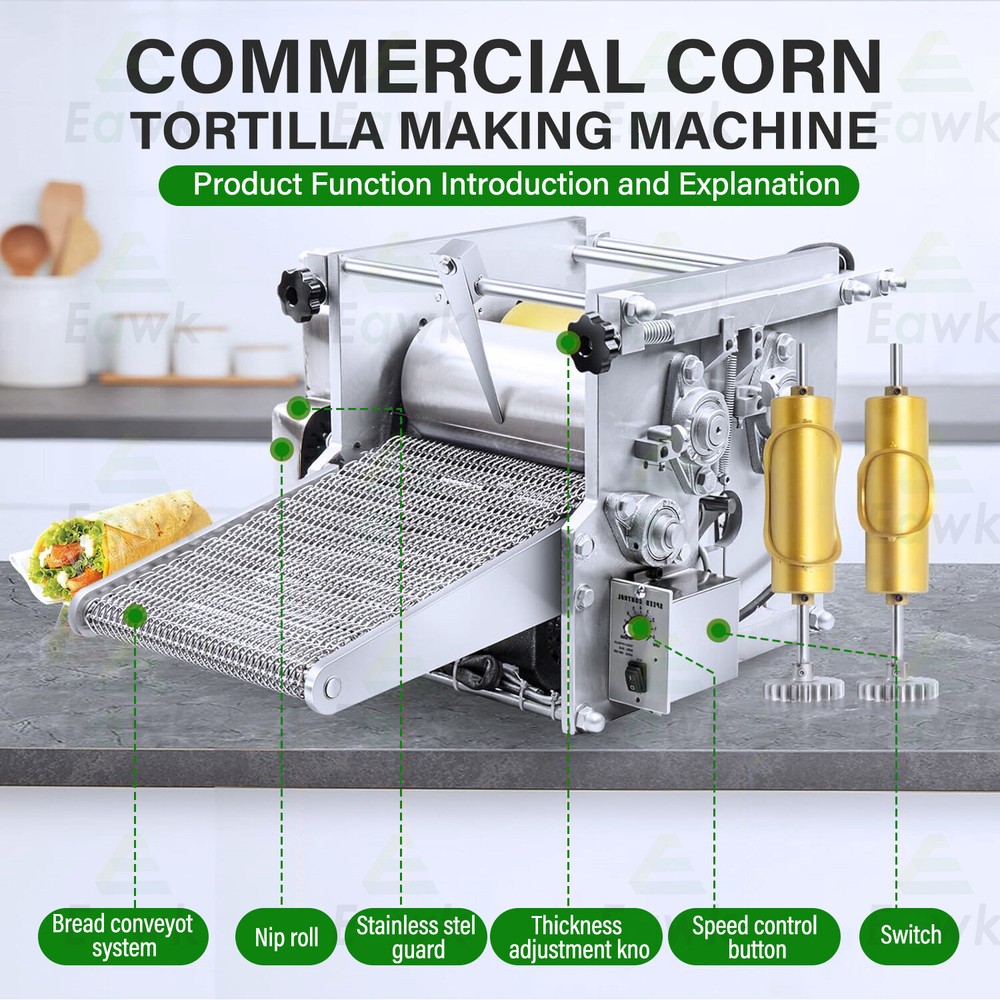 Automatic Corn Flour Chapati Tortilla Making Machine Commercial Roti Bread Maker