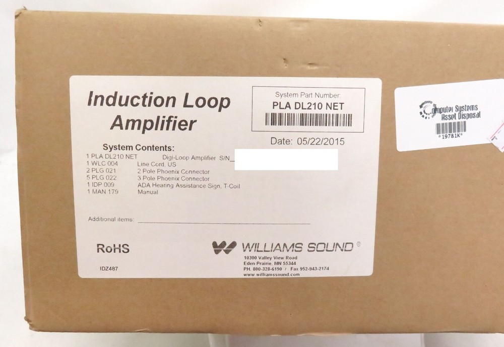 New * Williams Sound PLA-DL210-NET (2.0) Digi-Loop Induction Loop Amplifier