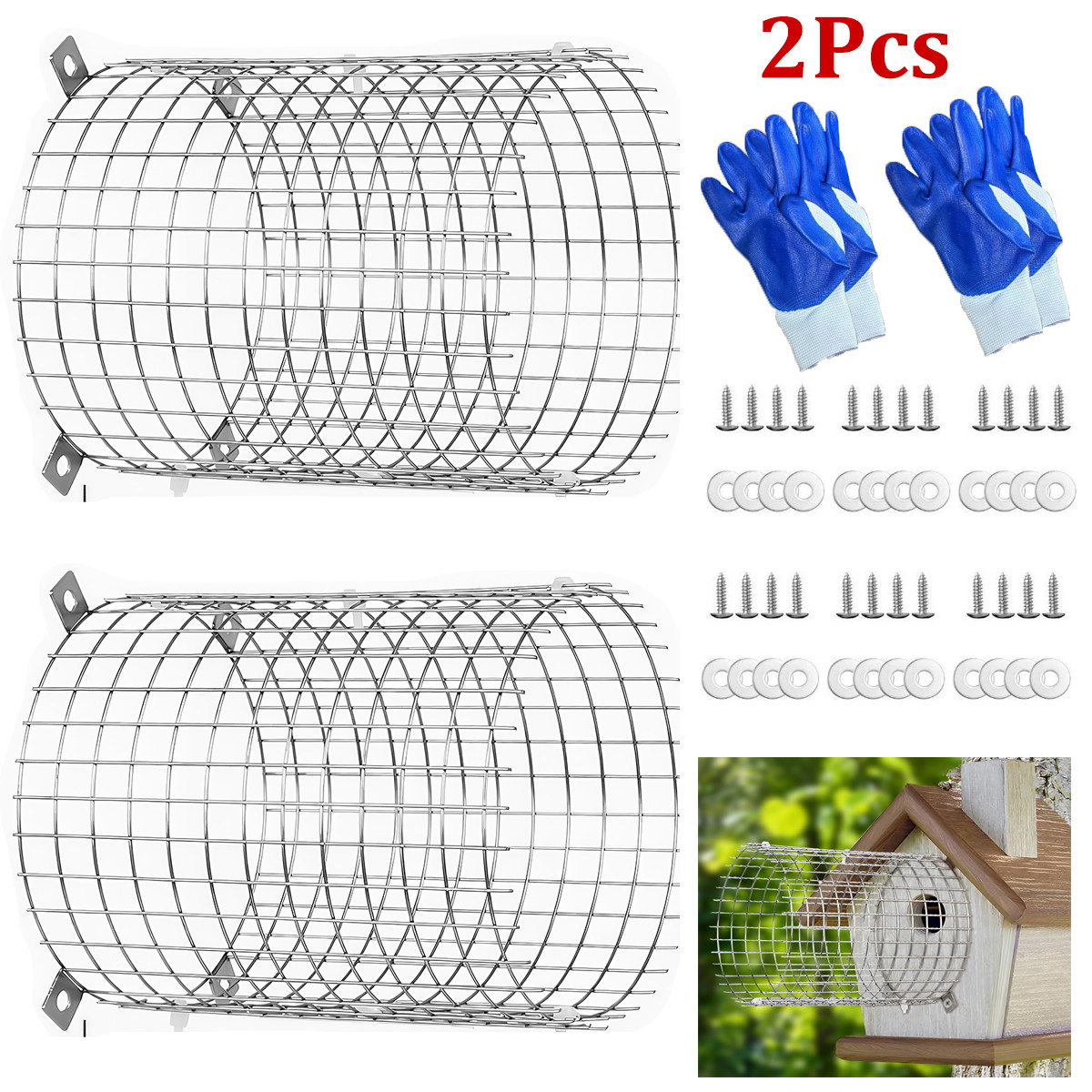 2Pcs Bluebird House Predator Guards Strong Metal Wire Birdhouse Entrance Protect