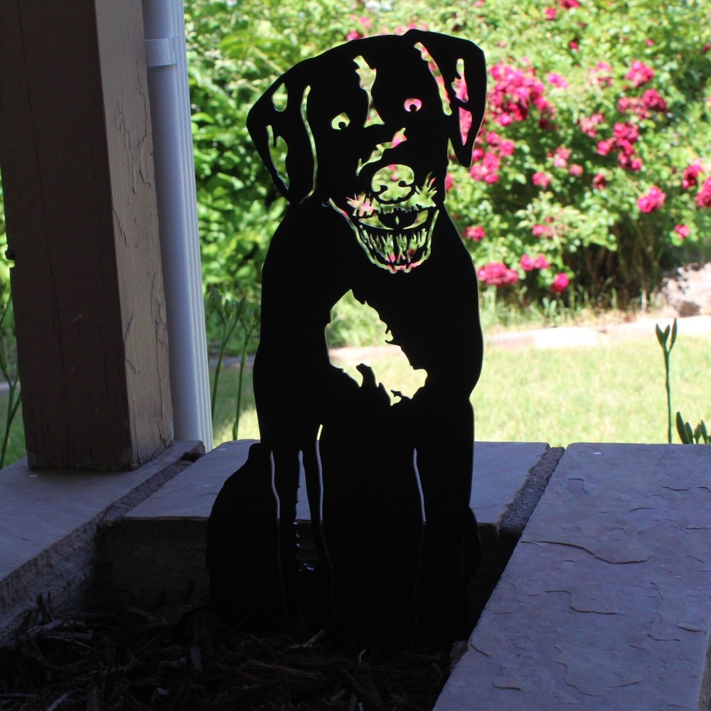 German Wirehaired Pointer Black Metal Dog Silhouette