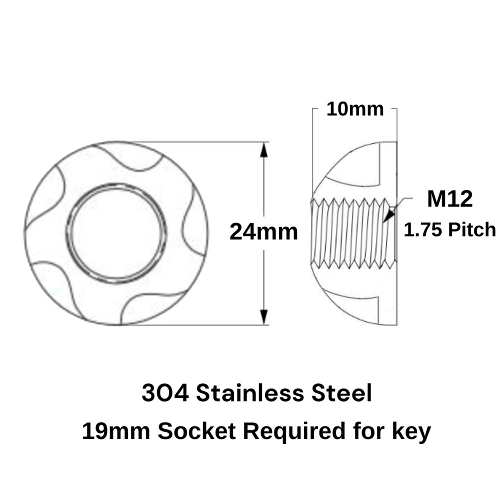 OML Anti-Theft Security Nuts | Tamperproof | Lock Nut Set - TORX - M12