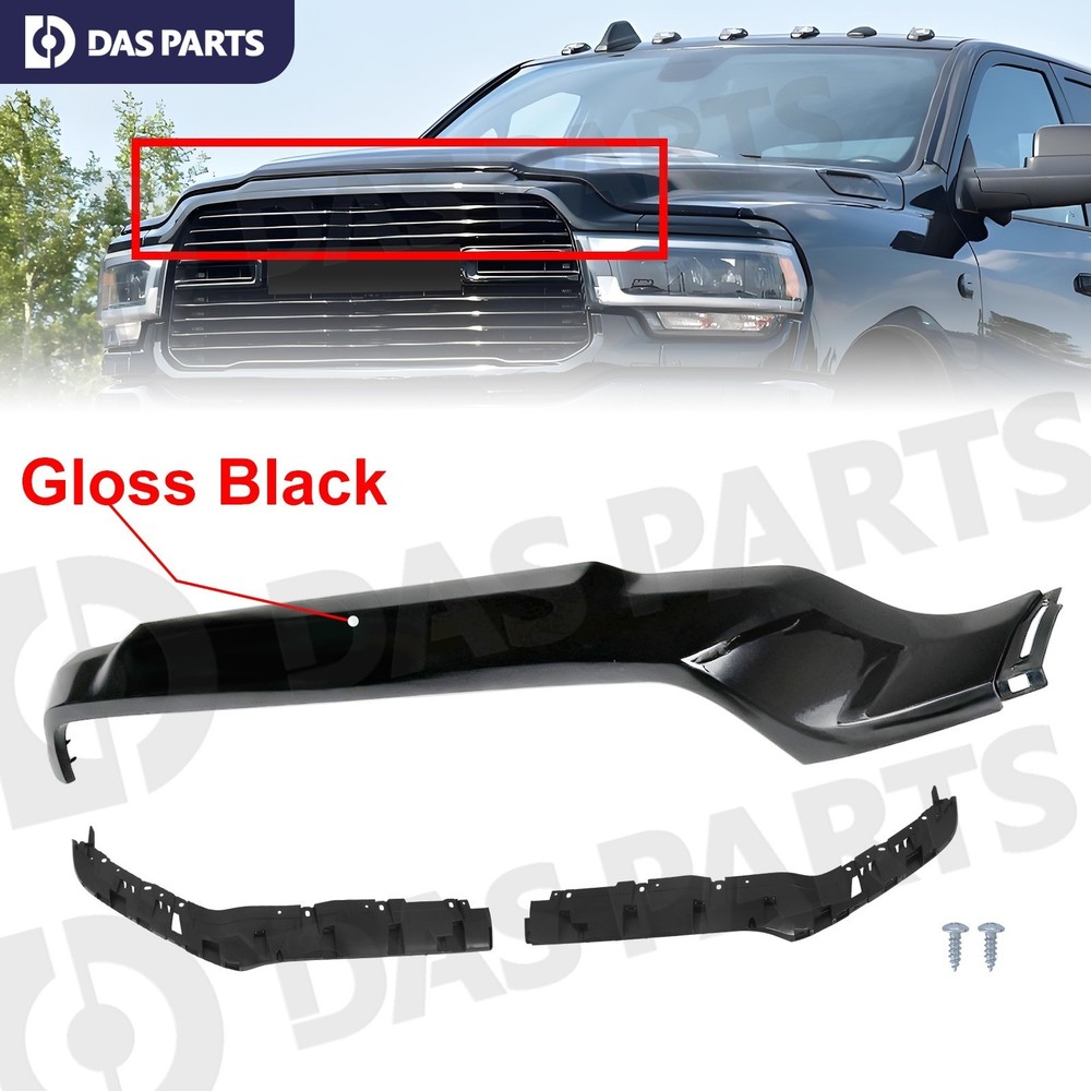 For Ram 2019-24 2500 3500 Front Upper Grille Molding Trim Glossy Black OE Style