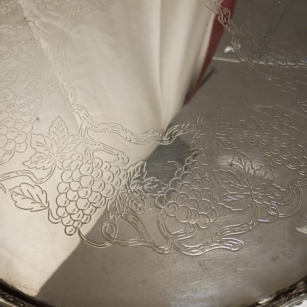 Vintage Godlinger Silver plate Grapevine Tray Vanity & Cocktail Serving