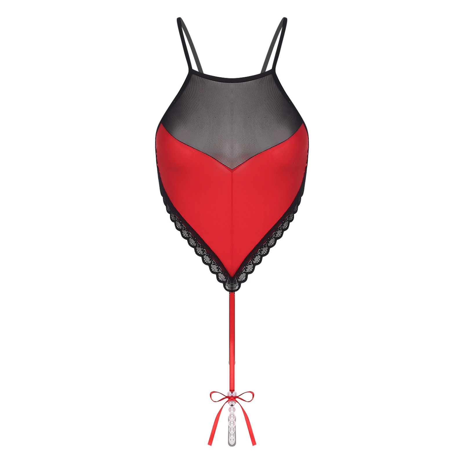 Womens See Through Lingerie Bodysuit Underwear Nightwear with Pearls Babydoll