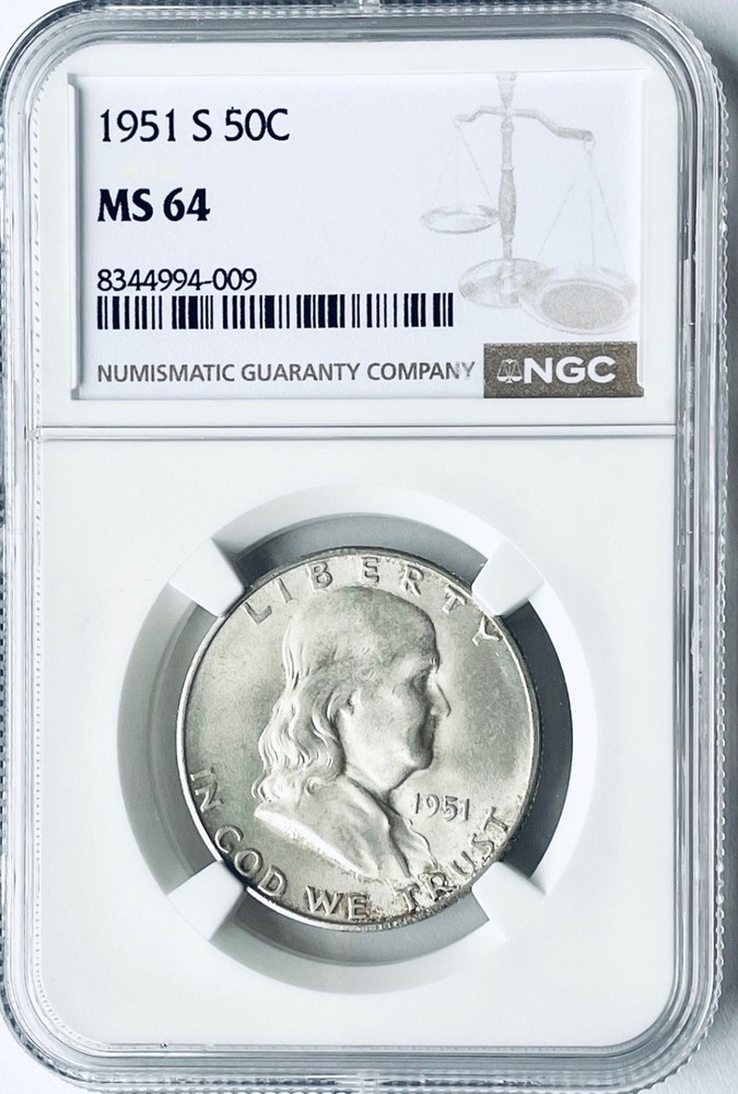 1951-S Franklin Half Dollar NGC MS64