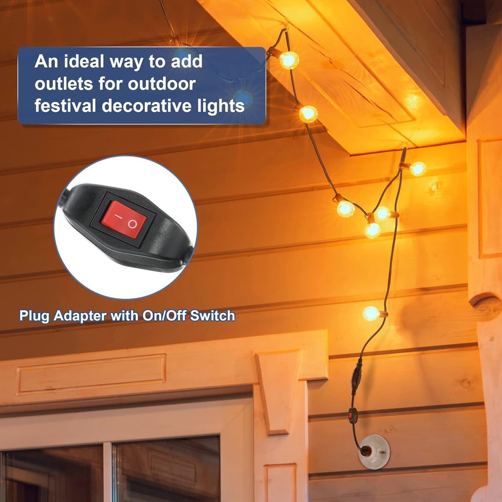 Feekoon 1 Pack 3 Prong Light Socket Outlet Adapter with On/Off Switch for...