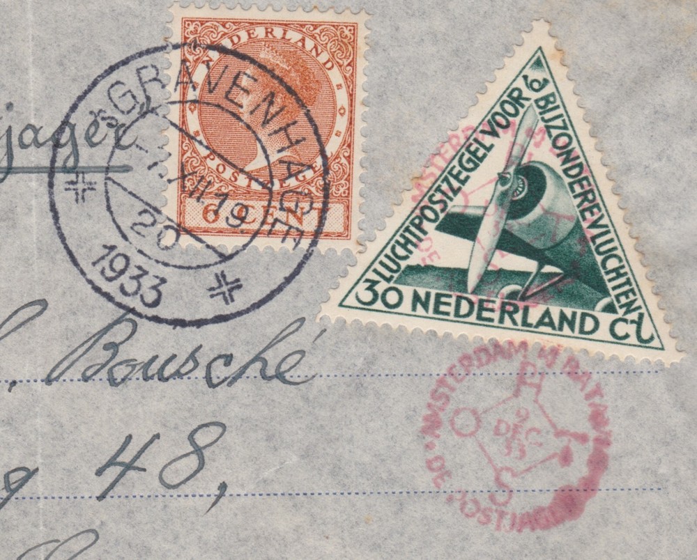 1933 Netherlands / Netherlands Amsterdam BATAVIA Flight Cover to Java Indonesia