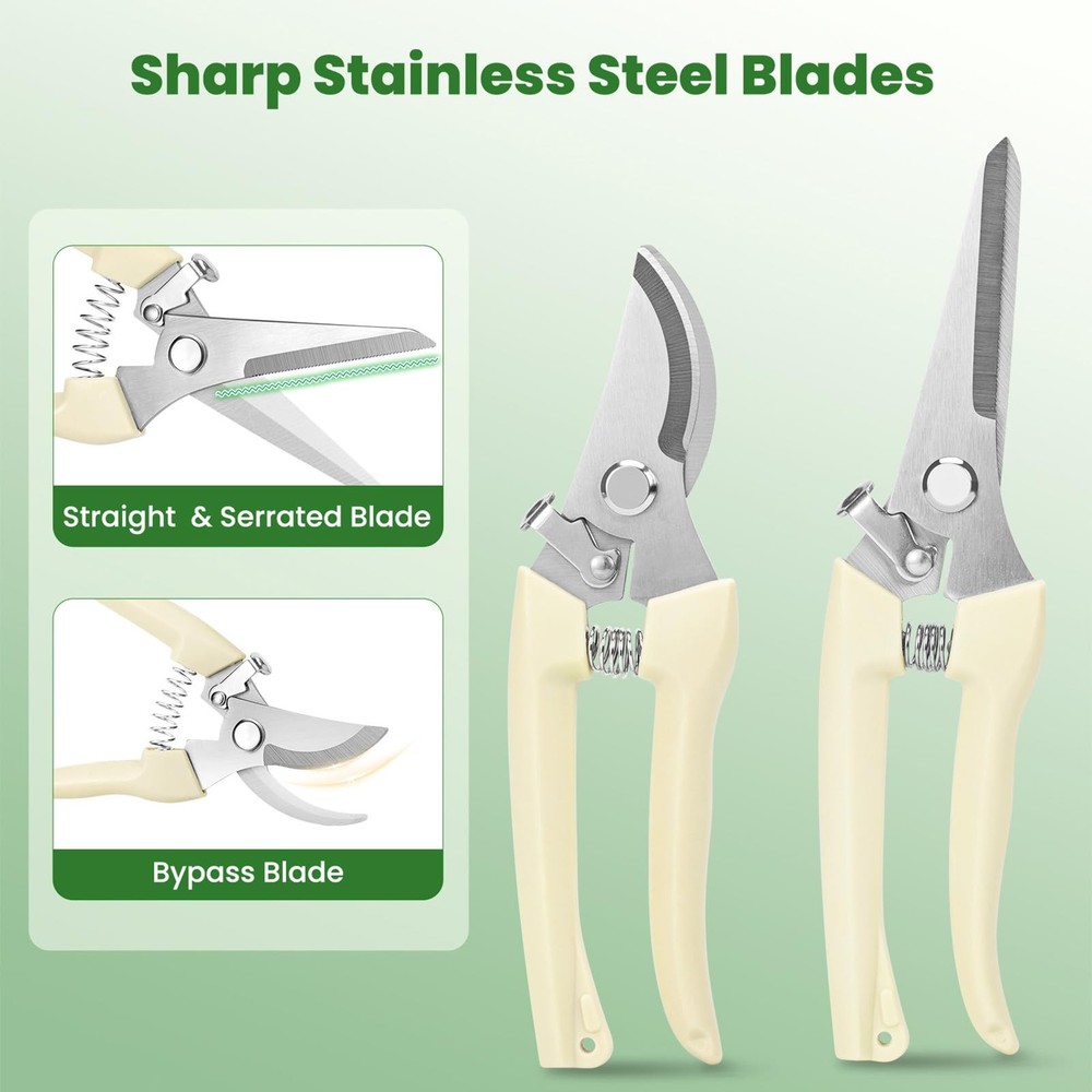 Pruning Shears, 2PACK Sharp Handheld Garden Small (for women's hands), White