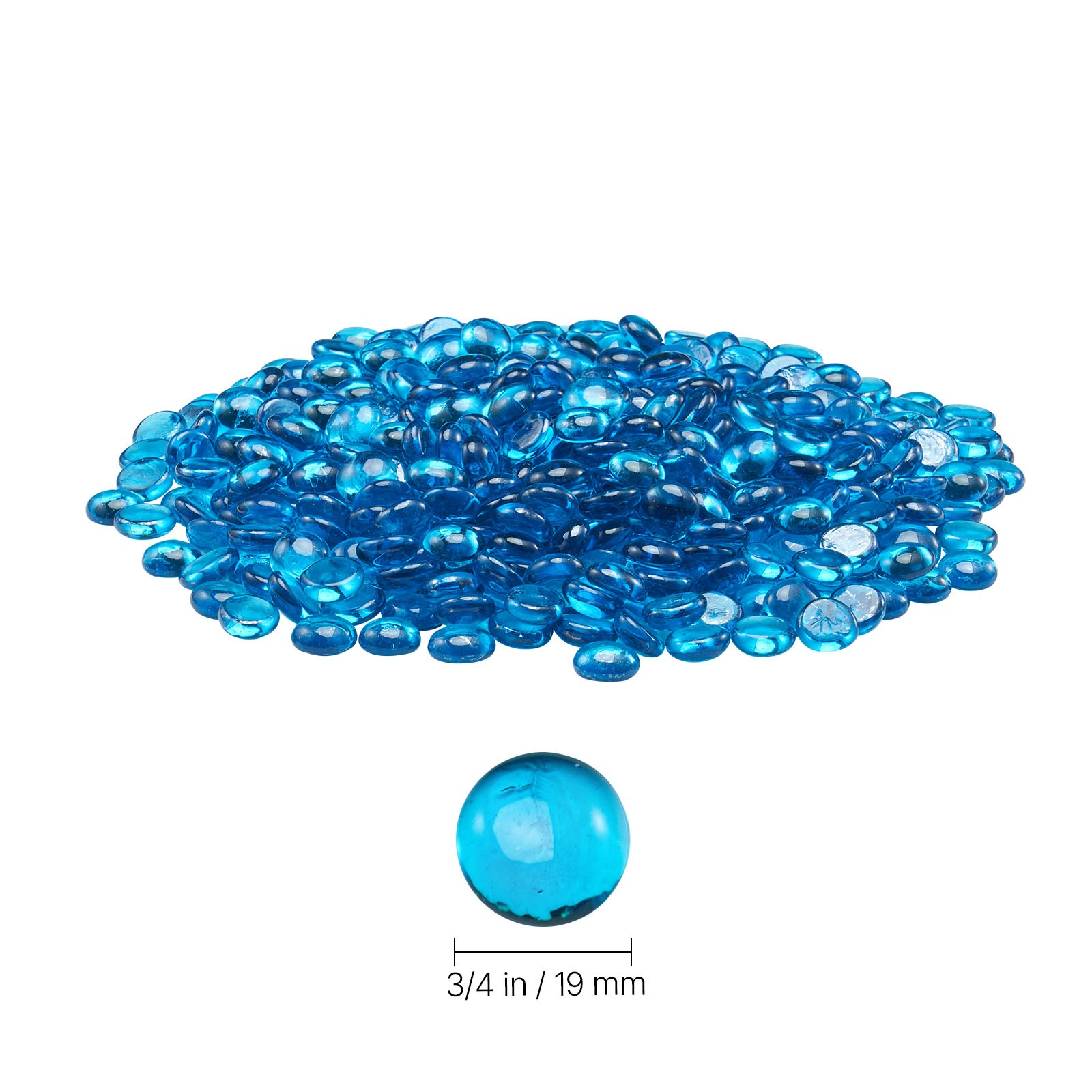 Uimoso 20 lbs 3/4" Caribbean Blue Fire Glass Beads for Fire Pits and Fireplaces