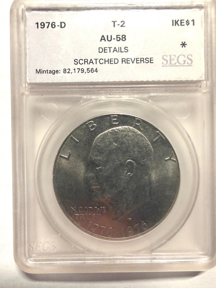 1976-D Eisenhower Dollar Bicentennial Type 2 Reverse Encapsulated Coin