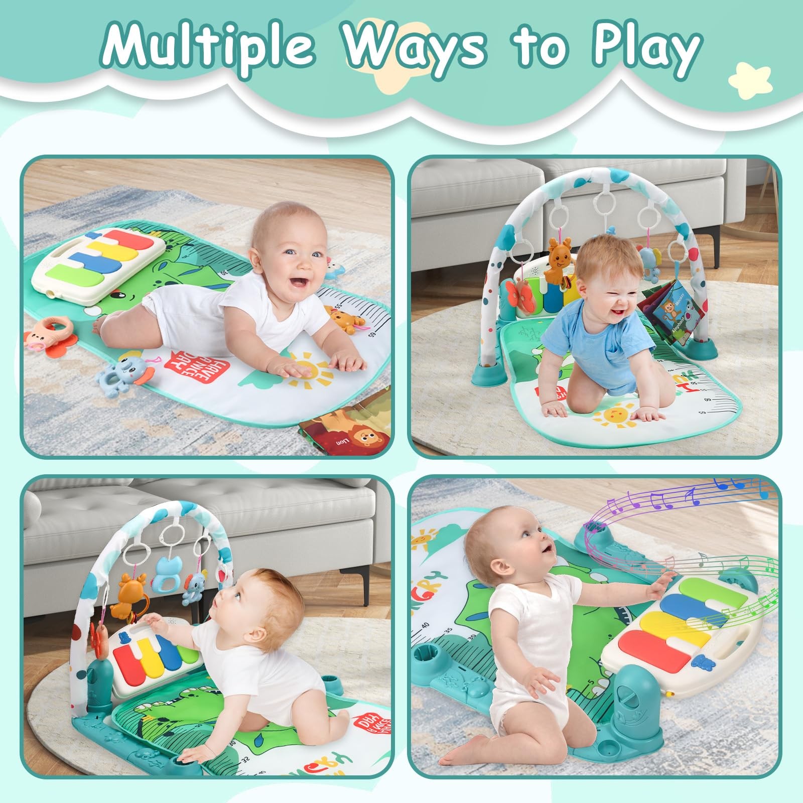 Baby Play Gym Mat, Play Activity Mat with Music and Lights, Piano Gym, Early ...