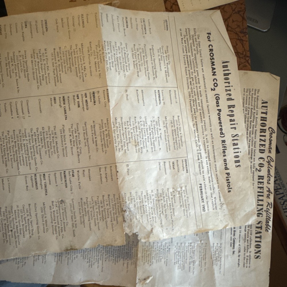 Crosman Model 116 Boxes and paperwork ONLY!