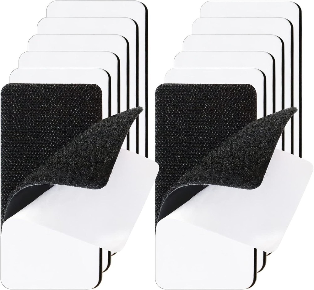 Versatile Black Hook and Loop Strips - 12 Sets for Strong Adhesive Applications