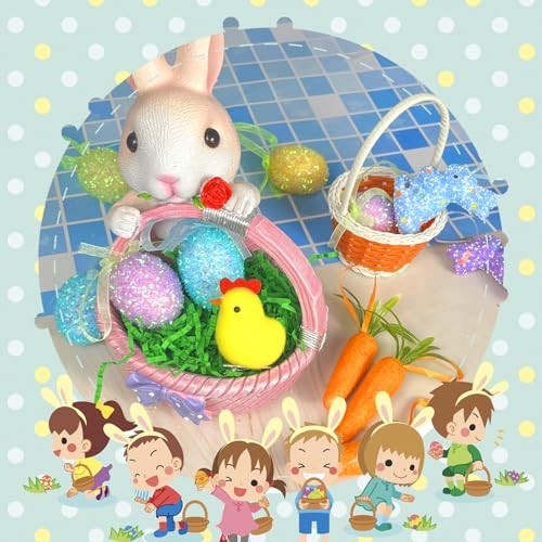 24 Packs Easter Egg Ornaments Easter Tree Ornament Colorful Eggs Foam Rabbit