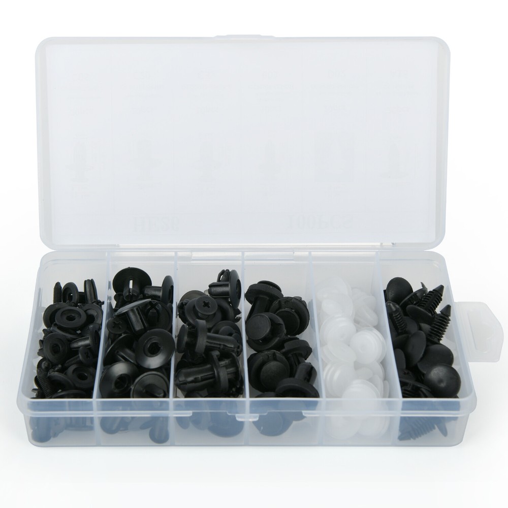 100pcs Car Clips Trim Push Retainer Pin Rivet Bumper w/ Remover Tool