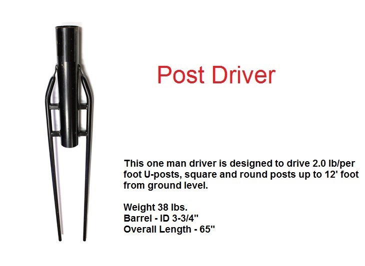 LARGE STEEL U-POST CHANNEL DRIVER SQUARE AND ROUND POST