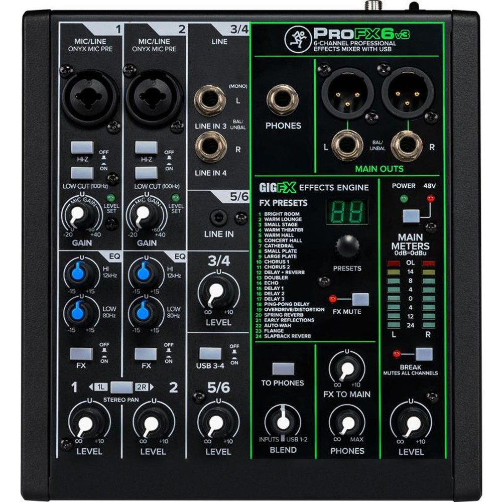 Mackie ProFXv3 6-Channel Professional Effects Mixer with USB + Software Bundle