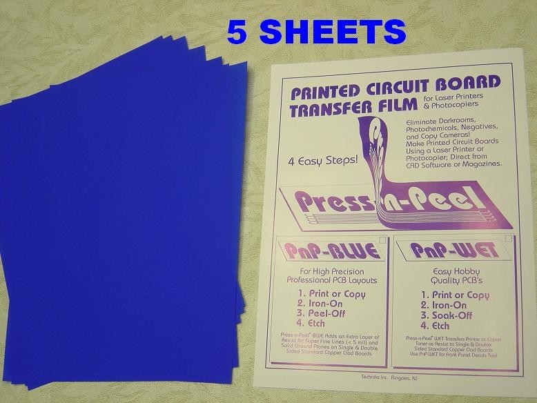 5 Sheets Press-n-Peel Blue PCB Transfer Paper Film Etch Printed Circuit Boards