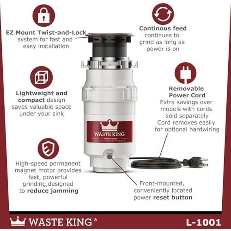 1/2 HP Kitchen Sink Garbage Disposal Easy Install Continuous Feed Fast Grind New