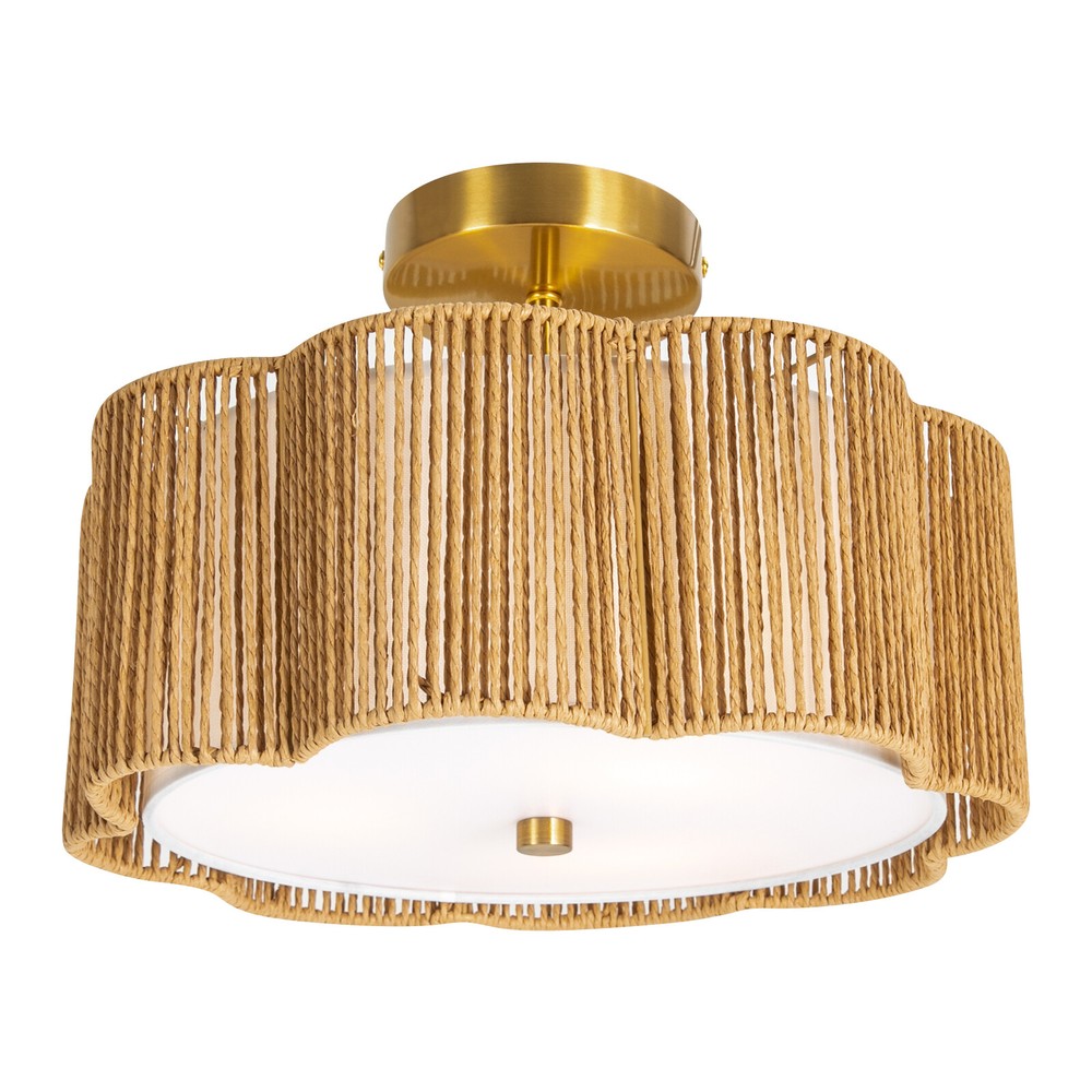 Rustic Ceiling Mount Rattan Light Ceiling Lamp Flush Mount Chandelier Fixture
