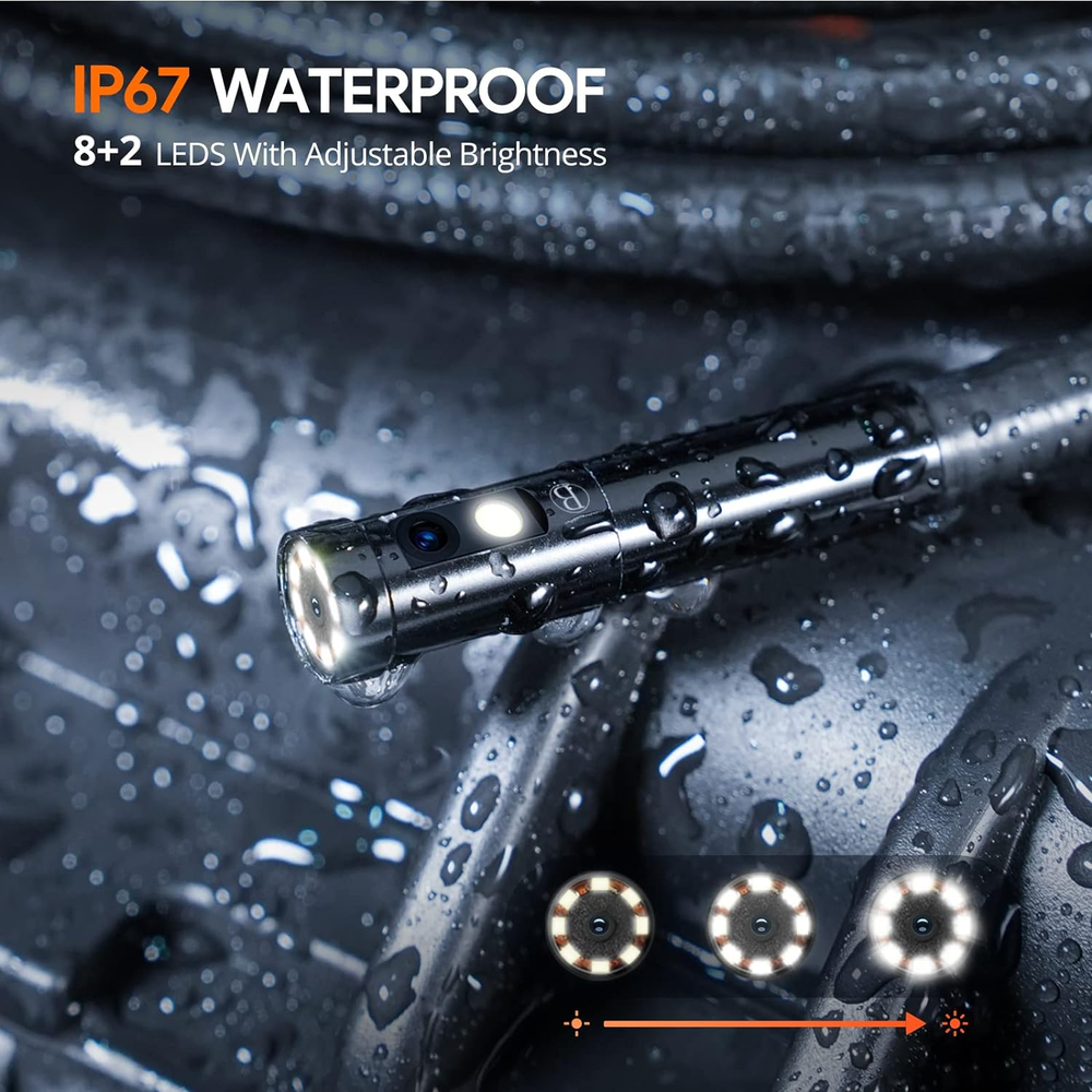 Triple Len Borescope Inspection Camera 5" IPS Screen Endoscope Camera with Light