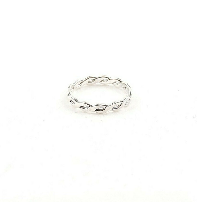Sterling Silver 3 mm Weaved Band Ring - Free Gift Packaging