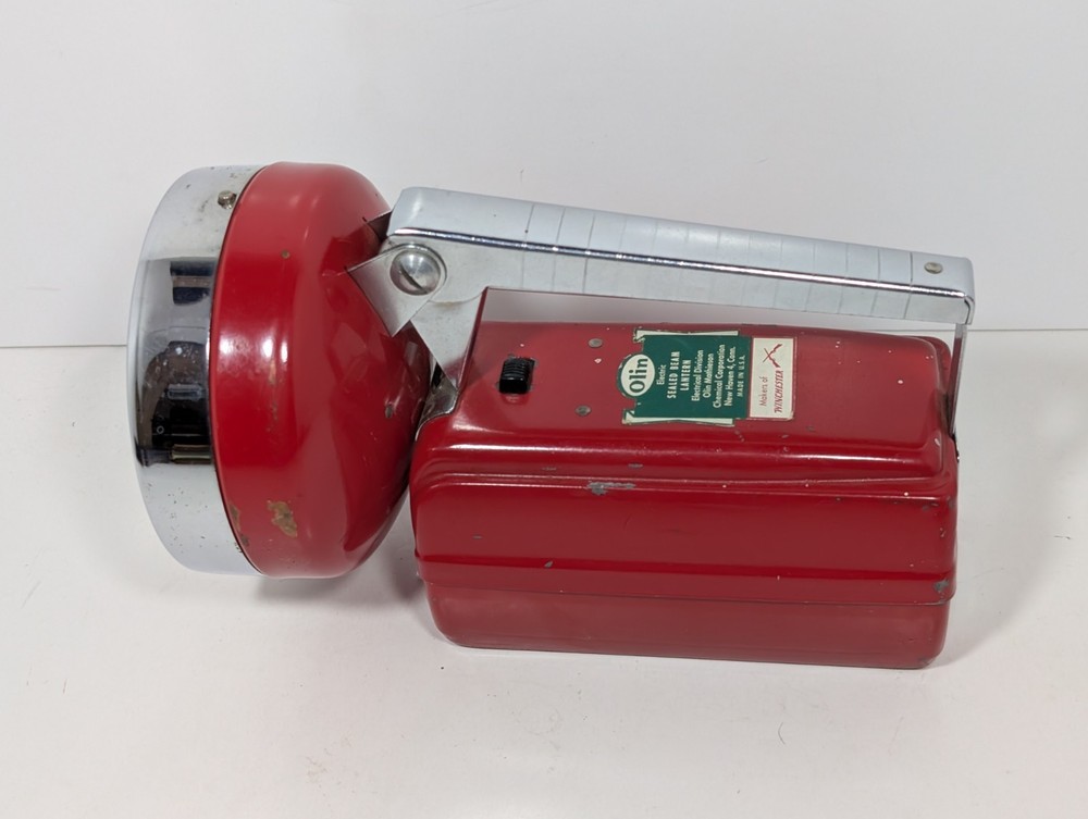 Olin Electric Sealed Beam Lantern Lantern Railroad Mining Flashlight Red NICE