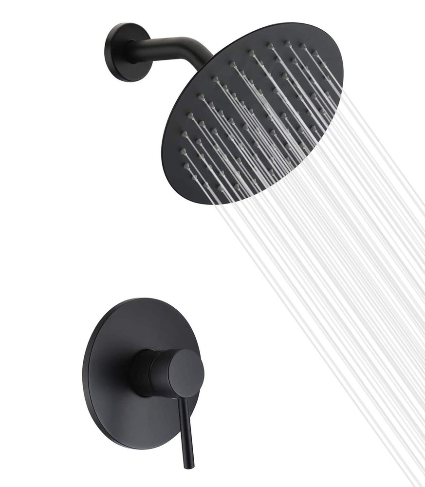 sumerain Black Shower Faucet, Matte Solid Brass Valve,