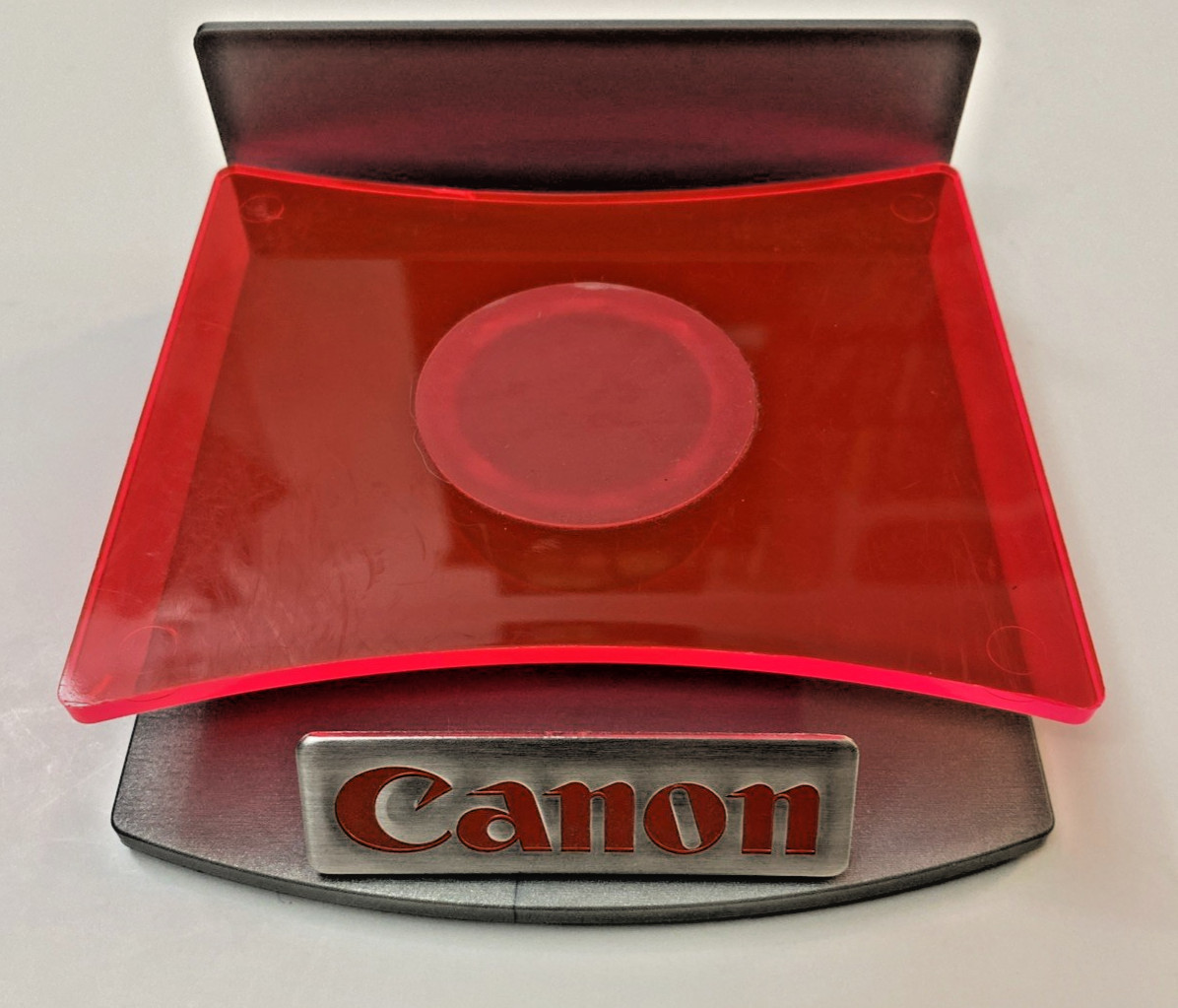 Canon Camera Dealer Display Stand Neon Red | Store Advertising Lens Platform