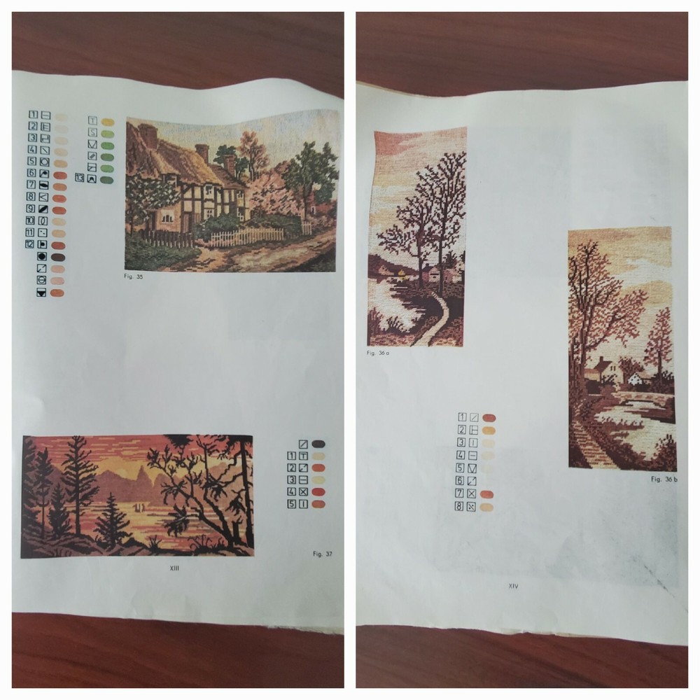 Gobelin Stitch Needlepoint Patterns Book + Large Patterns Vintage Romanian