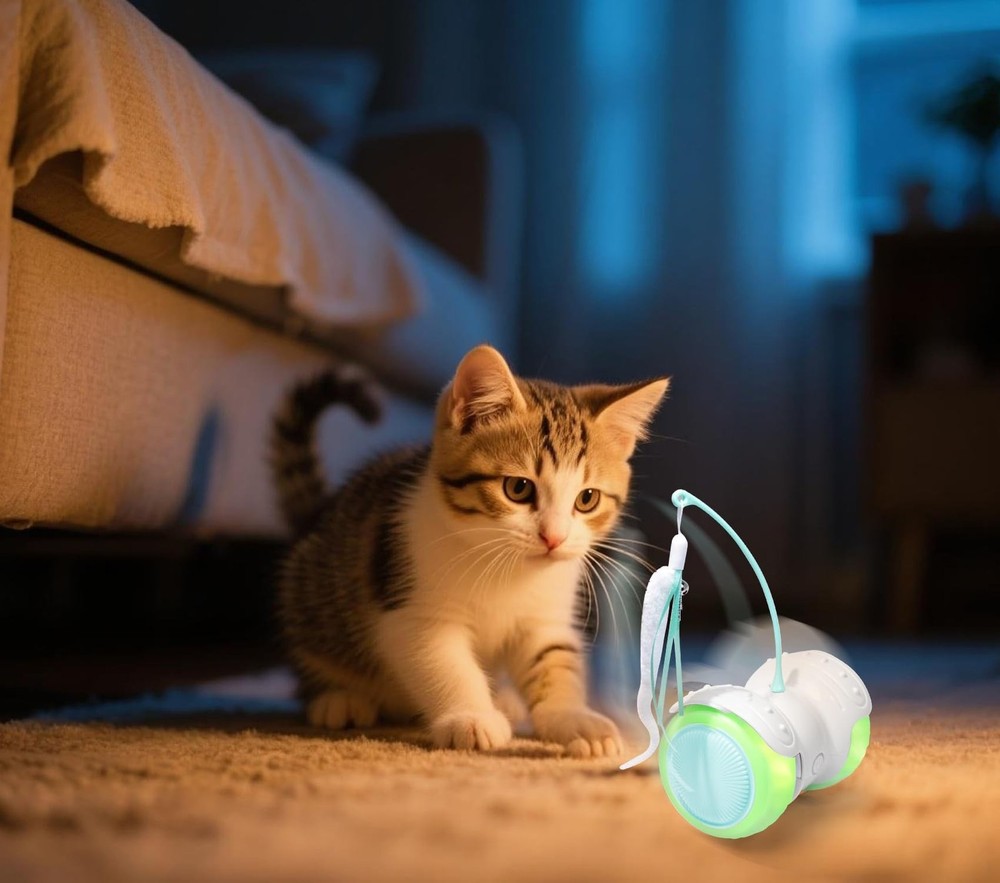 Remote Control Cat Toy with Auto Mode - Interactive Cat Toy Feather... Fast Ship
