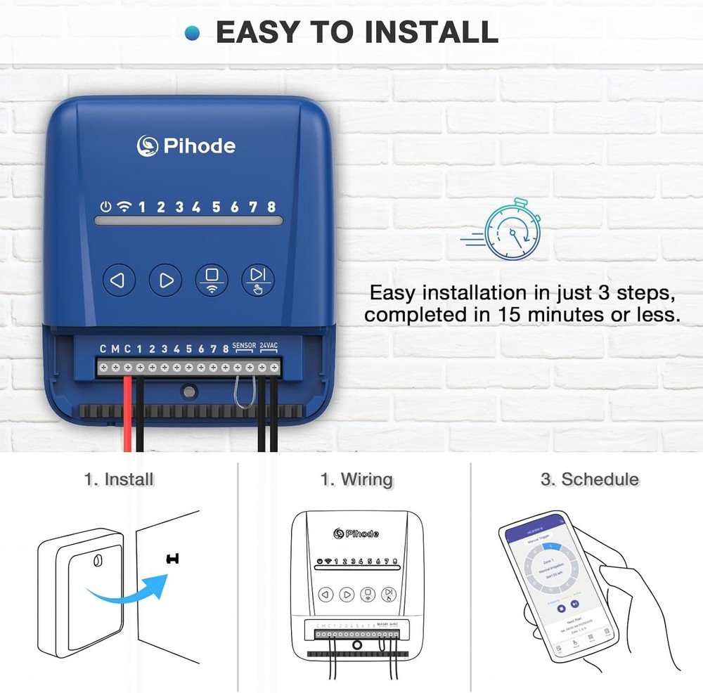 8 Zone Smart Sprinkler Controller with Local Weather Intelligence and Atmosphere