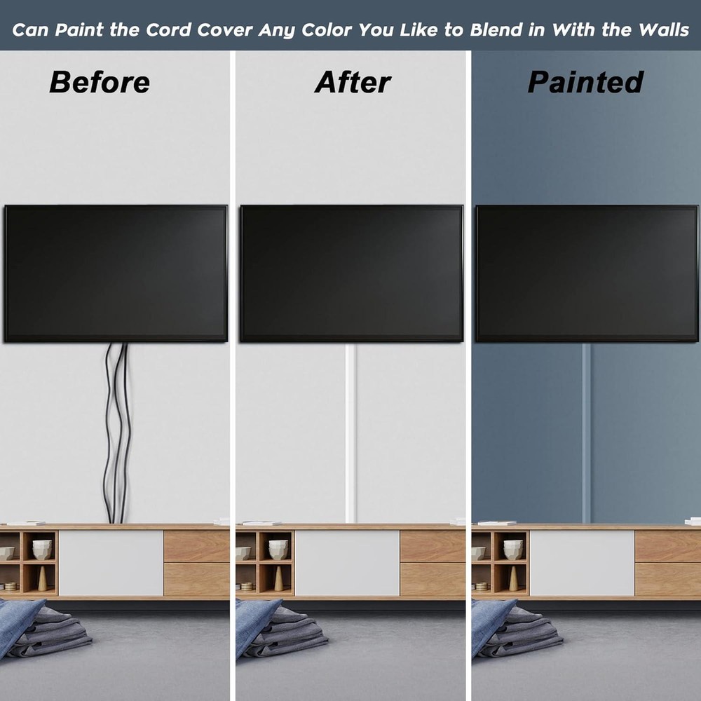 Pvc Cable Hider for Wall Mounted Tvs - 62.8in Paintable Cord Concealer