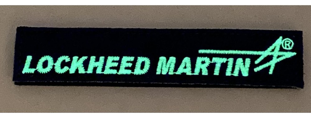 Lockheed Martin® Logo, Embroidered, Glow in the Dark, 4 in, Hook and Loop Patch