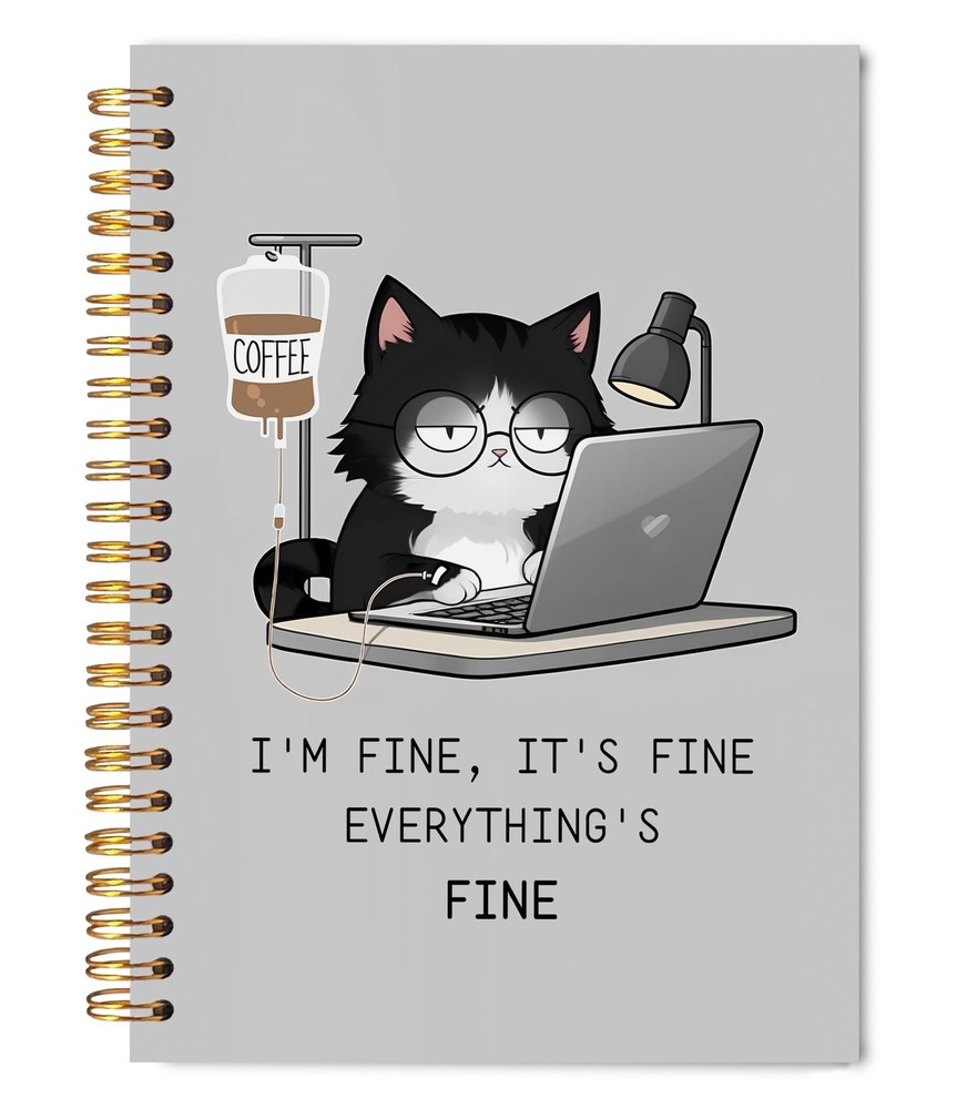 Welshower Funny Cat Notebook Journal for Work 5.5x8.3, C