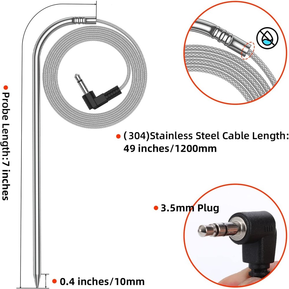 4 Pack Replacement Meat Probe for Masterbuilt Gravity MB-4Pack