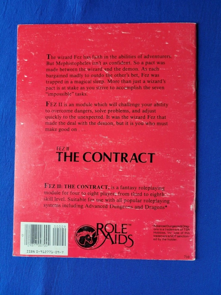 The Contract Adventure Module (FEZ II) - Role Aids 710