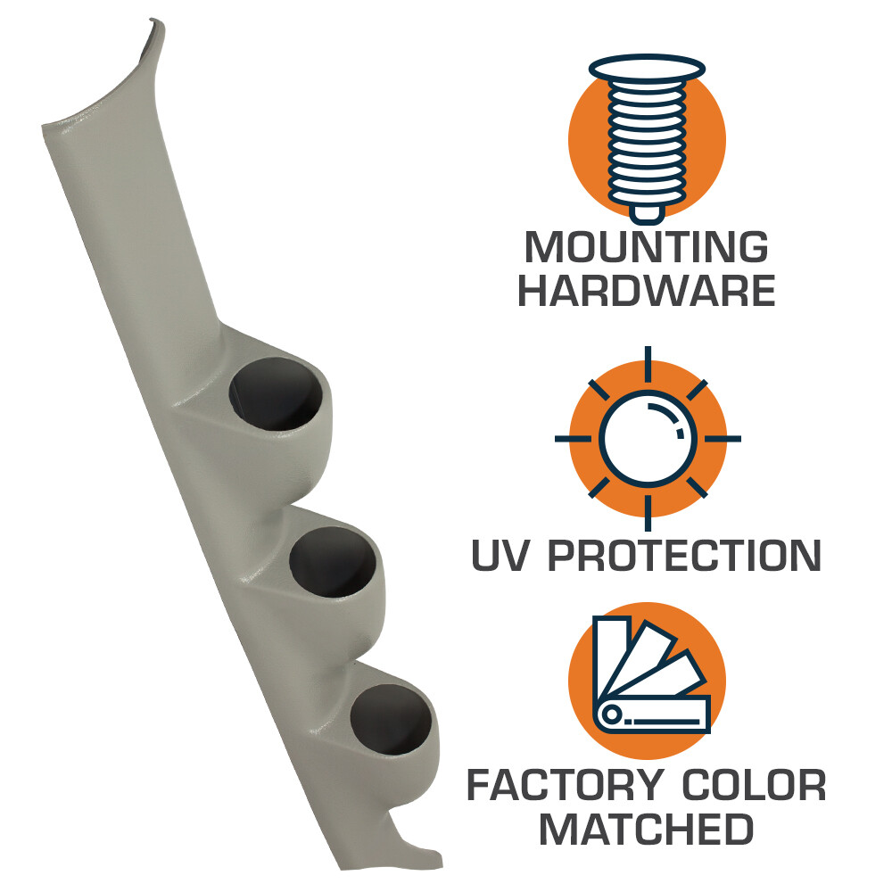 Full Size Gray 52mm Triple A-Pillar Gauge Pod for 1996-2000 Honda Civic