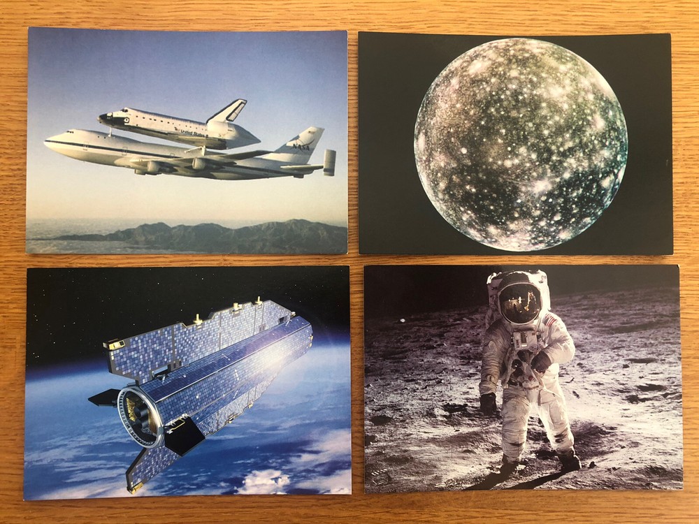 4 different BRITISH NATIONAL SPACE CENTRE OFFICIAL POSTCARDS