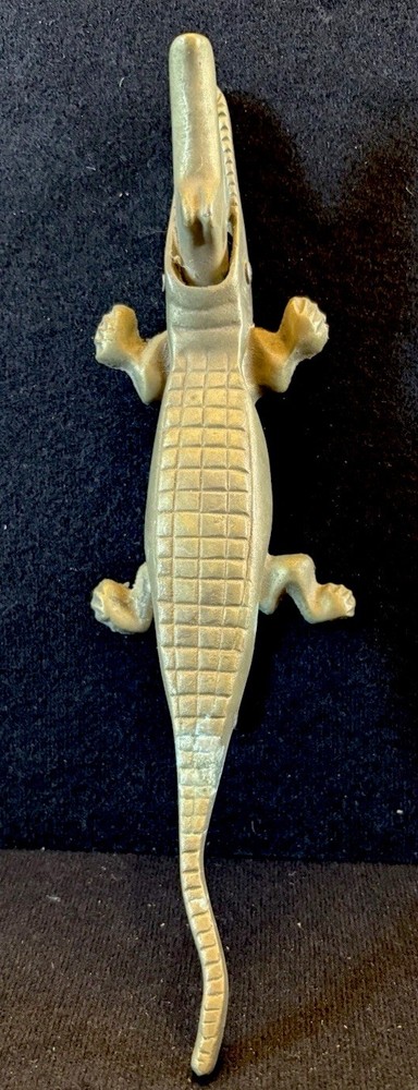 Vintage Solid Brass Alligator / Crocodile Nutcracker & Figurine, Mid Century