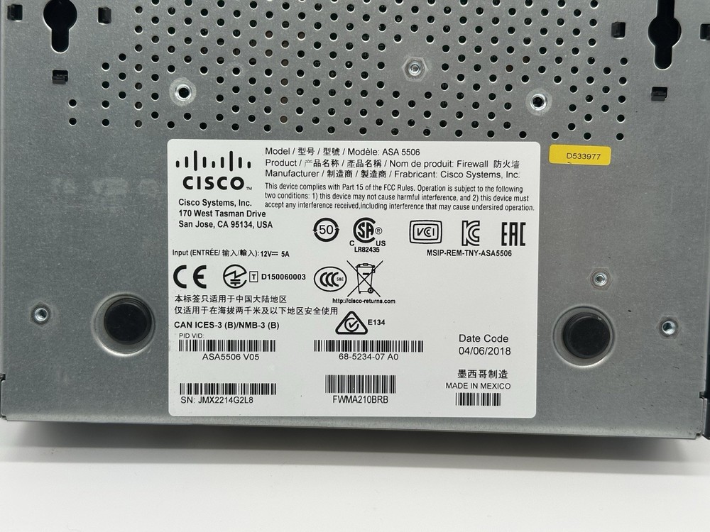 Cisco ASA 5506-X Network Security Firewall Appliance-Used