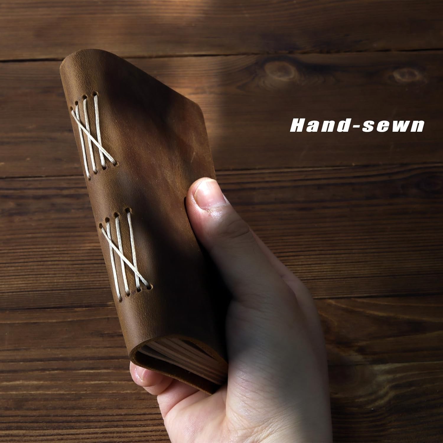 Pocket Notebook with Pen,Genuine Leather Journal Mini Notebook Small Unlined Not