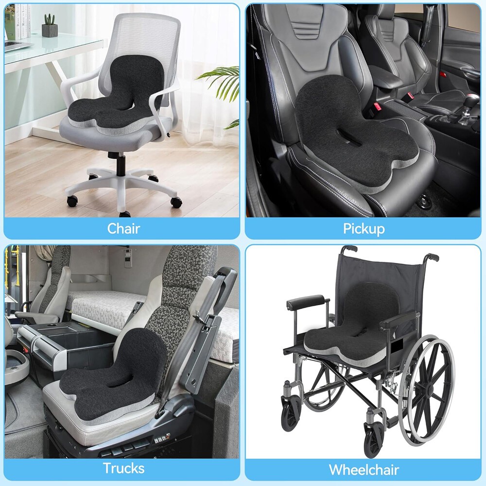 Memory Foam Seat Cushion Lumbar Support Ergonomic Back Support for Office Car US