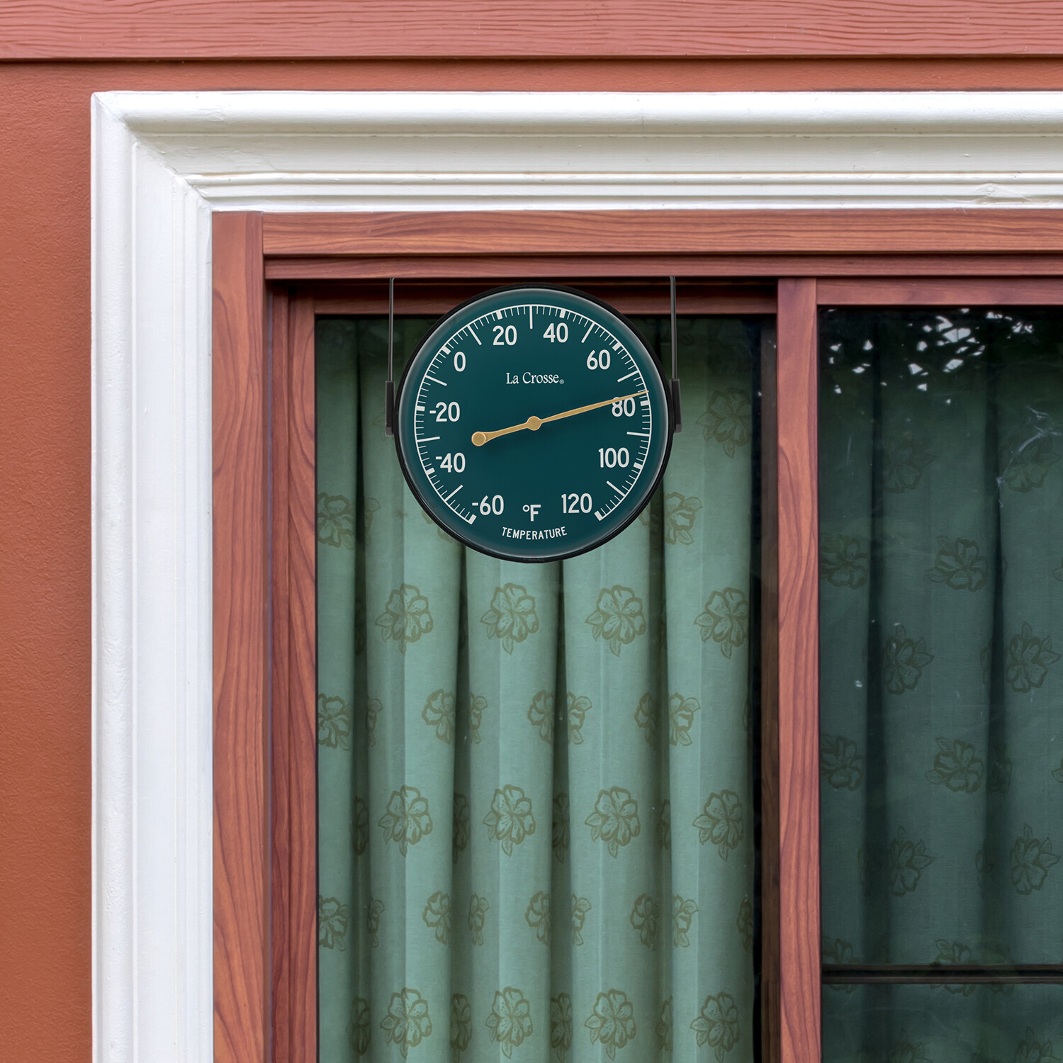 104-1512F La Crosse 5.5" Indoor/Outdoor Dial Thermometer with Bracket Dark Green