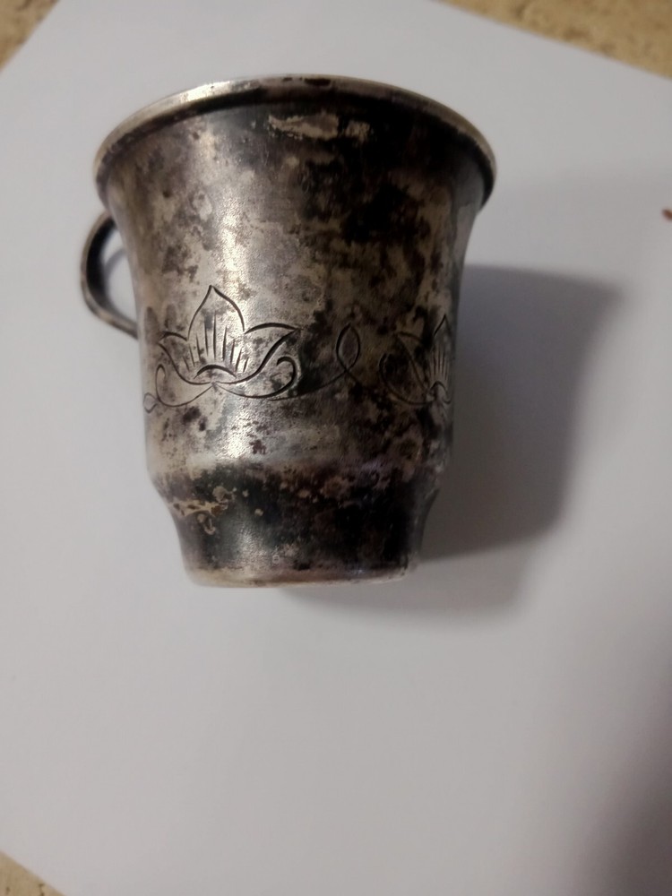 antique cup covered with silver, silver plating